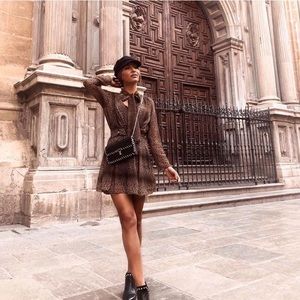 NWT ZARA LONG SLEEVE ANIMAL PRINT DRESS